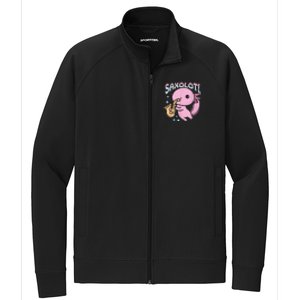 Saxolotl Axolotl Playing Saxophone Stretch Full-Zip Cadet Jacket