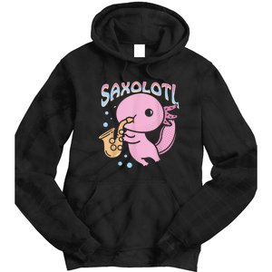 Saxolotl Axolotl Playing Saxophone Tie Dye Hoodie