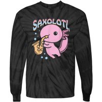 Saxolotl Axolotl Playing Saxophone Tie-Dye Long Sleeve Shirt