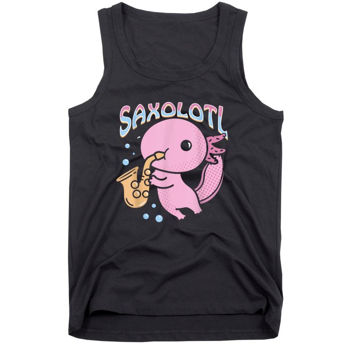 Saxolotl Axolotl Playing Saxophone Tank Top