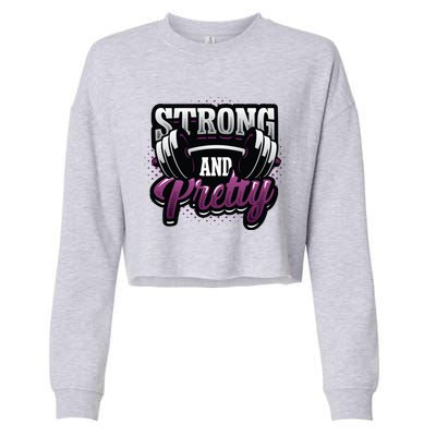 Strong And Pretty Female Bodybuilder Weightlifting Gift Cropped Pullover Crew