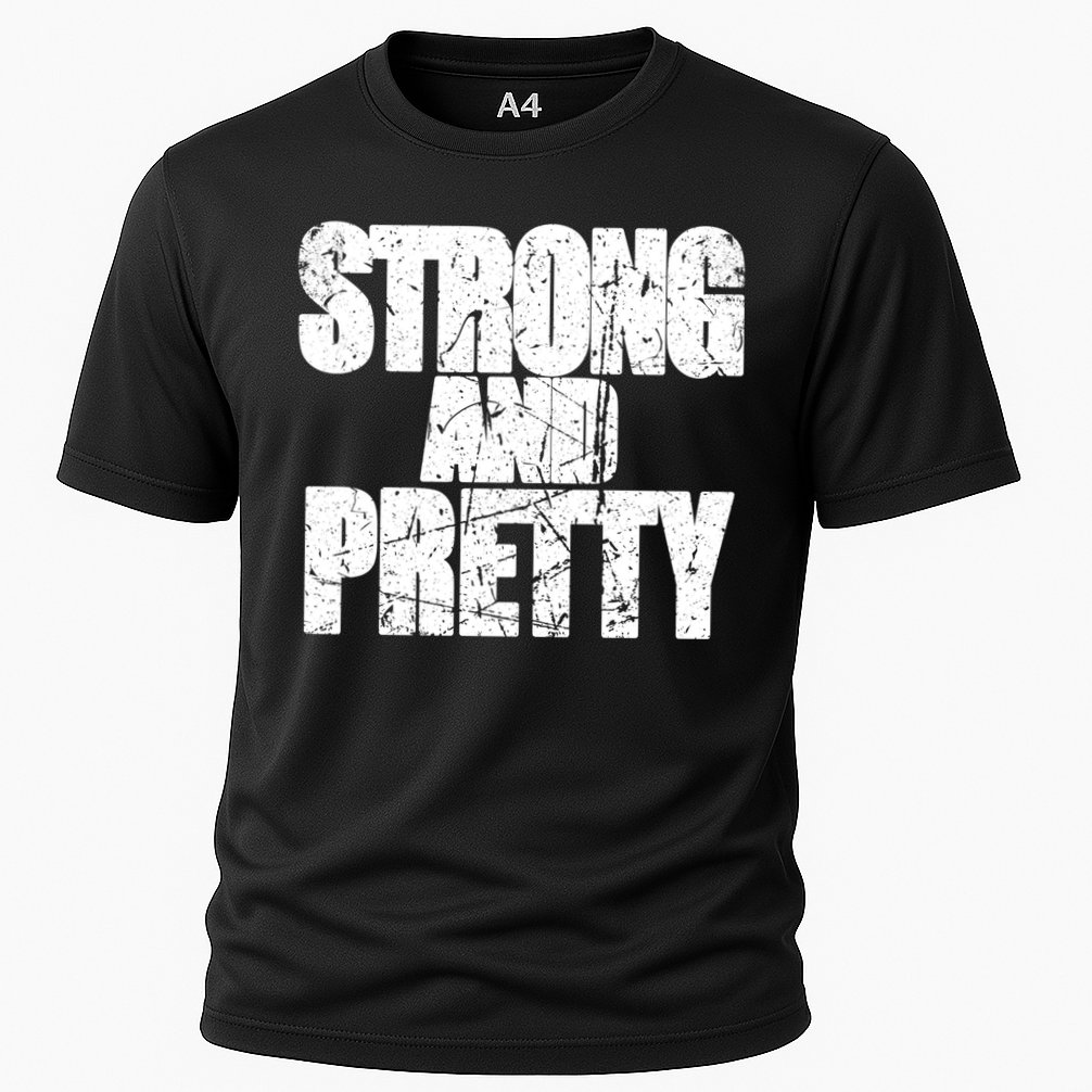 Strong And Pretty Fitness Gym Workout Weights Weightlifting Gift Cooling Performance Crew T-Shirt