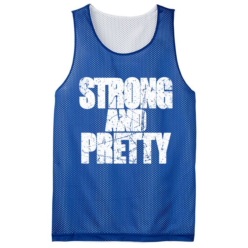 Strong And Pretty Fitness Gym Workout Weights Weightlifting Gift Mesh Reversible Basketball Jersey Tank