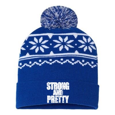 Strong And Pretty Fitness Gym Workout Weights Weightlifting Gift USA-Made Snowflake Beanie