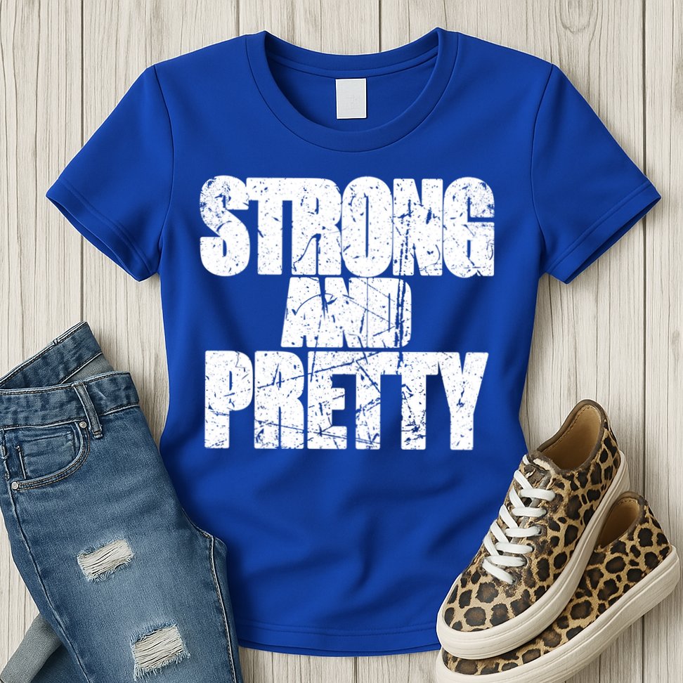 Strong And Pretty Fitness Gym Workout Weights Weightlifting Gift Womens T-Shirt