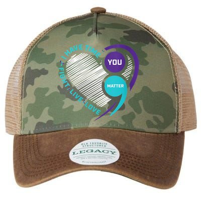 Suicide Awareness Prevention Heart Semi Colon You Matter Legacy Tie Dye Trucker Hat