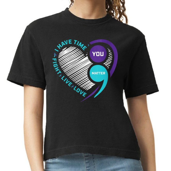 Suicide Awareness Prevention Heart Semi Colon You Matter Comfort Colors Boxy T-Shirt