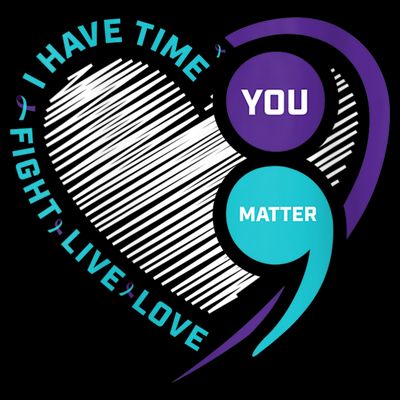 Suicide Awareness Prevention Heart Semi Colon You Matter T-Shirt