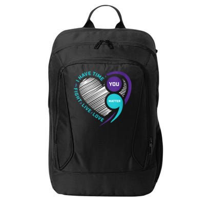 Suicide Awareness Prevention Heart Semi Colon You Matter City Backpack