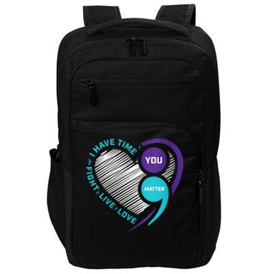 Suicide Awareness Prevention Heart Semi Colon You Matter Impact Tech Backpack