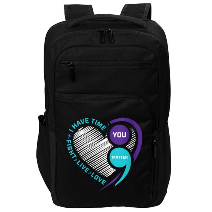 Suicide Awareness Prevention Heart Semi Colon You Matter Impact Tech Backpack