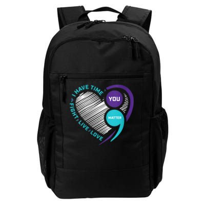 Suicide Awareness Prevention Heart Semi Colon You Matter Daily Commute Backpack