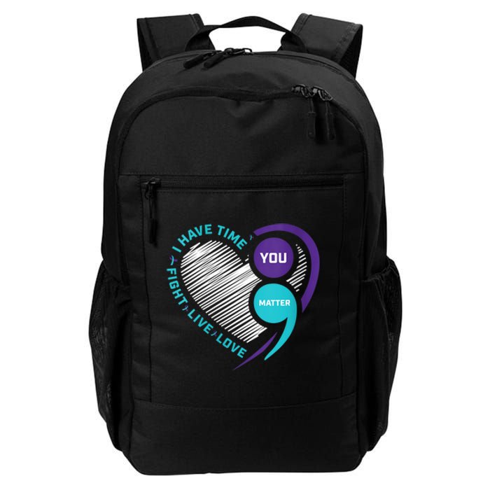 Suicide Awareness Prevention Heart Semi Colon You Matter Daily Commute Backpack