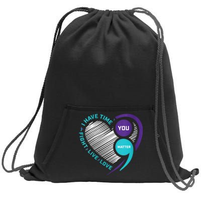 Suicide Awareness Prevention Heart Semi Colon You Matter Sweatshirt Cinch Pack Bag