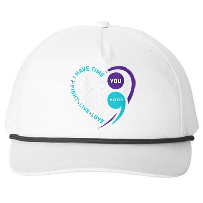 Suicide Awareness Prevention Heart Semi Colon You Matter Snapback Five-Panel Rope Hat