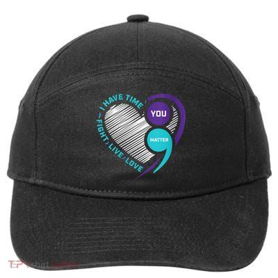 Suicide Awareness Prevention Heart Semi Colon You Matter 7-Panel Snapback Hat