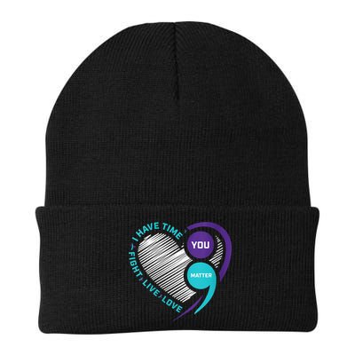 Suicide Awareness Prevention Heart Semi Colon You Matter Beanie
