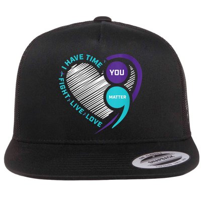 Suicide Awareness Prevention Heart Semi Colon You Matter Flatbill Hat