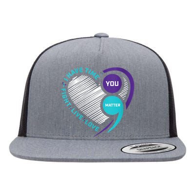 Suicide Awareness Prevention Heart Semi Colon You Matter Flat Bill Trucker Hat