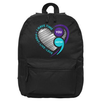 Suicide Awareness Prevention Heart Semi Colon You Matter 16 in Basic Backpack