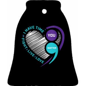 Suicide Awareness Prevention Heart Semi Colon You Matter Ceramic Bell Ornament