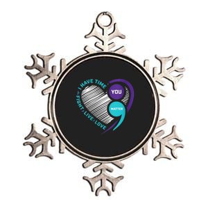 Suicide Awareness Prevention Heart Semi Colon You Matter Metallic Star Ornament