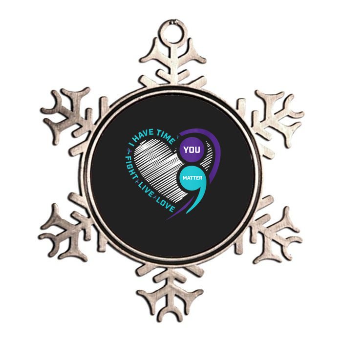 Suicide Awareness Prevention Heart Semi Colon You Matter Metallic Star Ornament