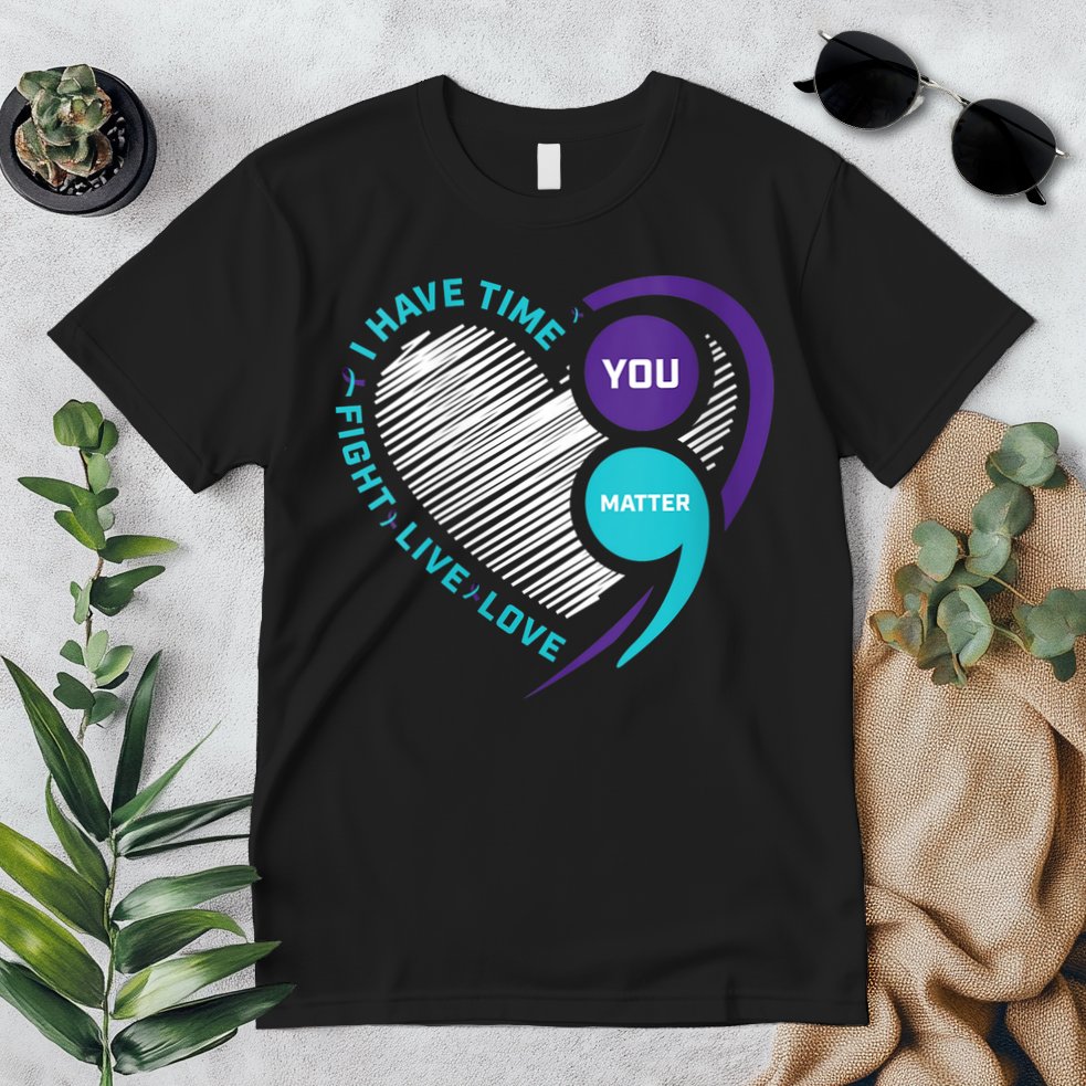 Suicide Awareness Prevention Heart Semi Colon You Matter Premium T-Shirt