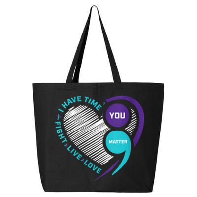 Suicide Awareness Prevention Heart Semi Colon You Matter 25L Jumbo Tote