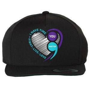 Suicide Awareness Prevention Heart Semi Colon You Matter Wool Snapback Cap