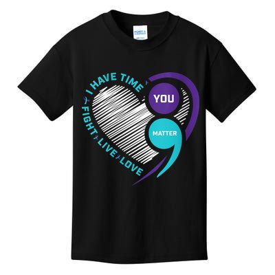 Suicide Awareness Prevention Heart Semi Colon You Matter Kids T-Shirt