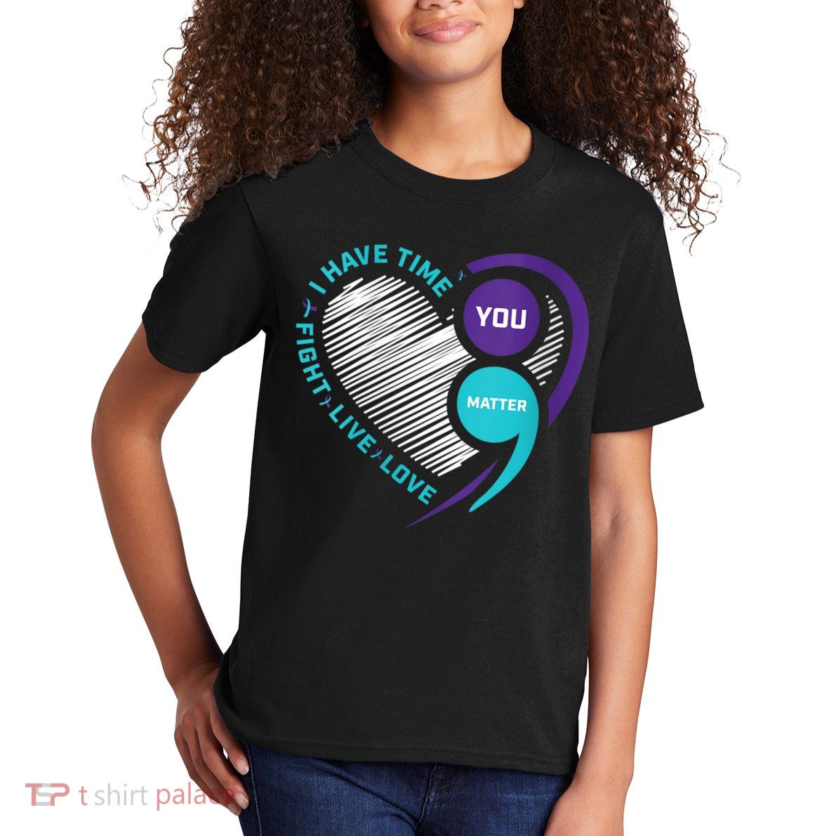 Suicide Awareness Prevention Heart Semi Colon You Matter Kids T-Shirt