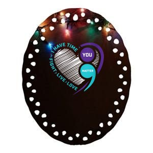 Suicide Awareness Prevention Heart Semi Colon You Matter Ceramic Oval Ornament