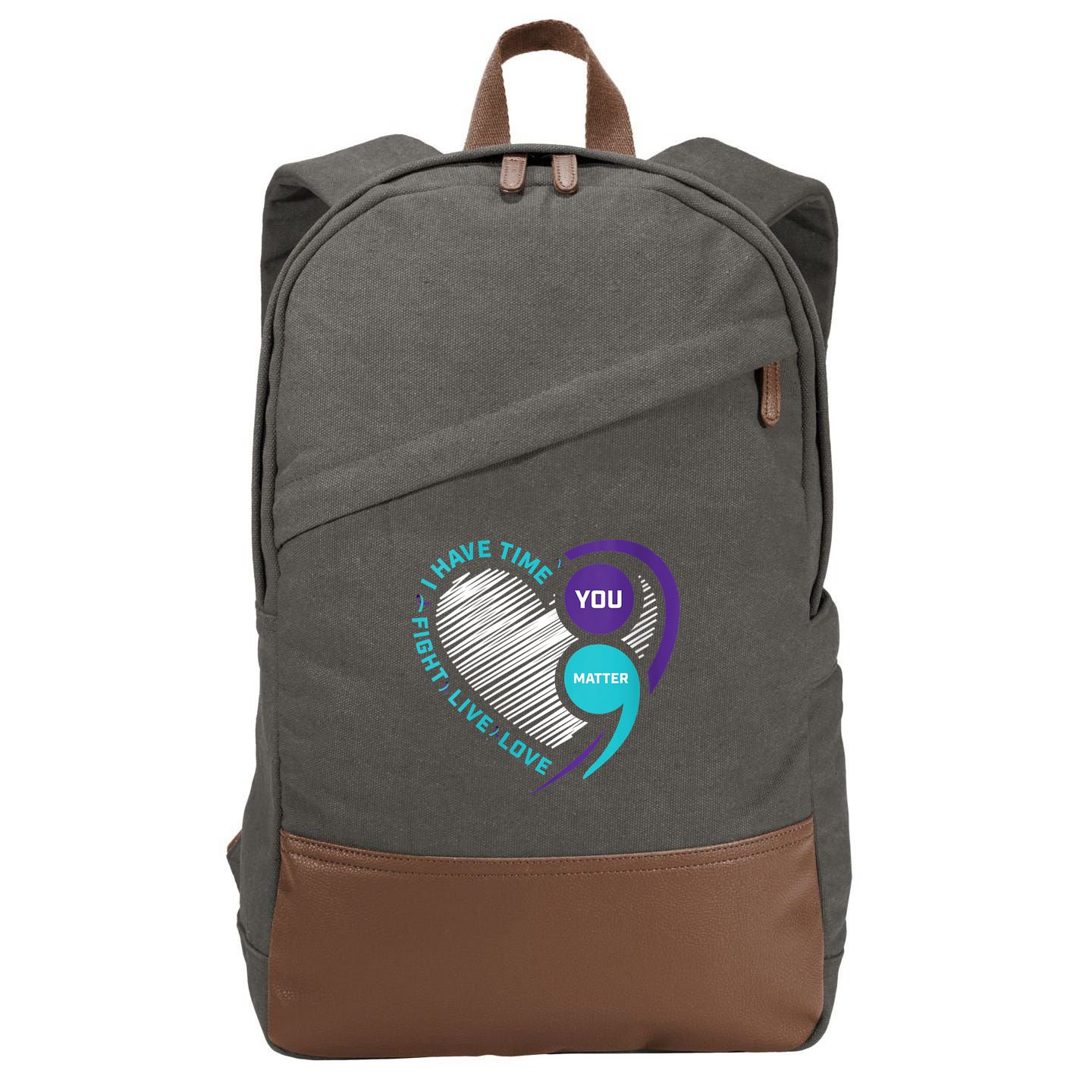 Suicide Awareness Prevention Heart Semi Colon You Matter Cotton Canvas Backpack