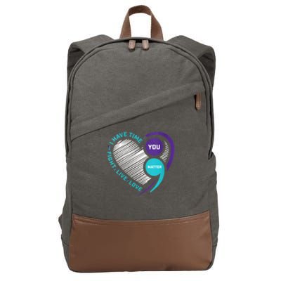 Suicide Awareness Prevention Heart Semi Colon You Matter Cotton Canvas Backpack