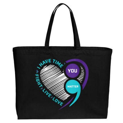 Suicide Awareness Prevention Heart Semi Colon You Matter Cotton Canvas Jumbo Tote