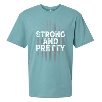 Strong And Pretty Flag Cute Gift Gym Workout Gift Sueded Cloud Jersey T-Shirt