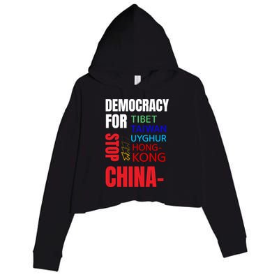 Support And Protest For Taiwan Democracy And Independence Great Gift Crop Fleece Hoodie