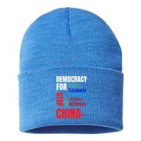 Support And Protest For Taiwan Democracy And Independence Great Gift Sustainable Knit Beanie