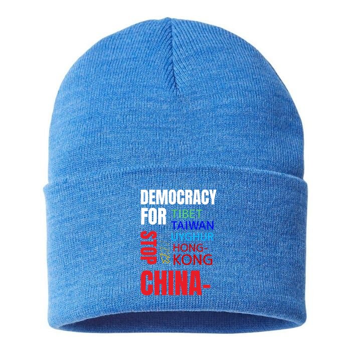 Support And Protest For Taiwan Democracy And Independence Great Gift Sustainable Knit Beanie