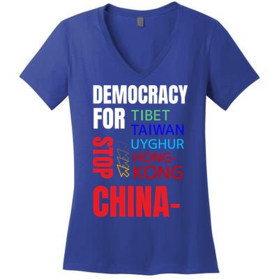 Support And Protest For Taiwan Democracy And Independence Great Gift Women's V-Neck T-Shirt