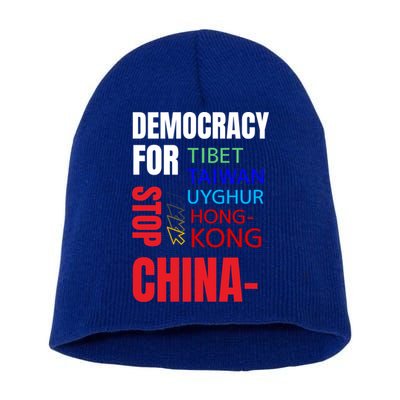 Support And Protest For Taiwan Democracy And Independence Great Gift Short Acrylic Beanie