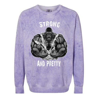 Strong And Pretty Funny Gym Workout Training Bodybuilding Gift Colorblast Crewneck Sweatshirt