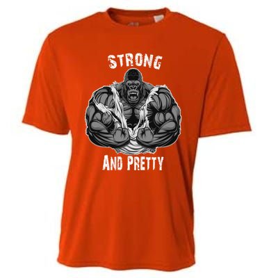 Strong And Pretty Funny Gym Workout Training Bodybuilding Gift Cooling Performance Crew T-Shirt