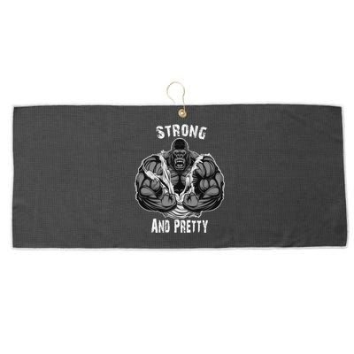 Strong And Pretty Funny Gym Workout Training Bodybuilding Gift Large Microfiber Waffle Golf Towel