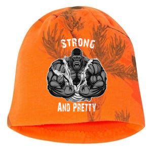 Strong And Pretty Funny Gym Workout Training Bodybuilding Gift Kati - Camo Knit Beanie