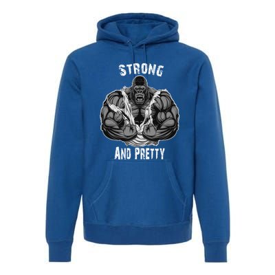 Strong And Pretty Funny Gym Workout Training Bodybuilding Gift Premium Hoodie