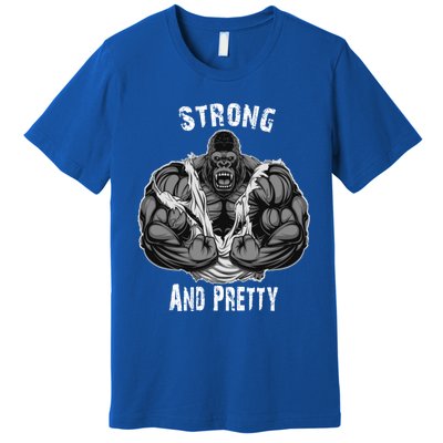 Strong And Pretty Funny Gym Workout Training Bodybuilding Gift Premium T-Shirt