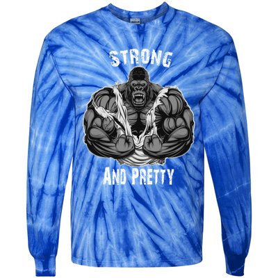 Strong And Pretty Funny Gym Workout Training Bodybuilding Gift Tie-Dye Long Sleeve Shirt