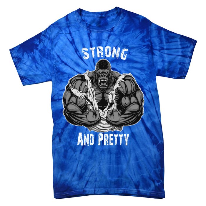 Strong And Pretty Funny Gym Workout Training Bodybuilding Gift Tie-Dye T-Shirt